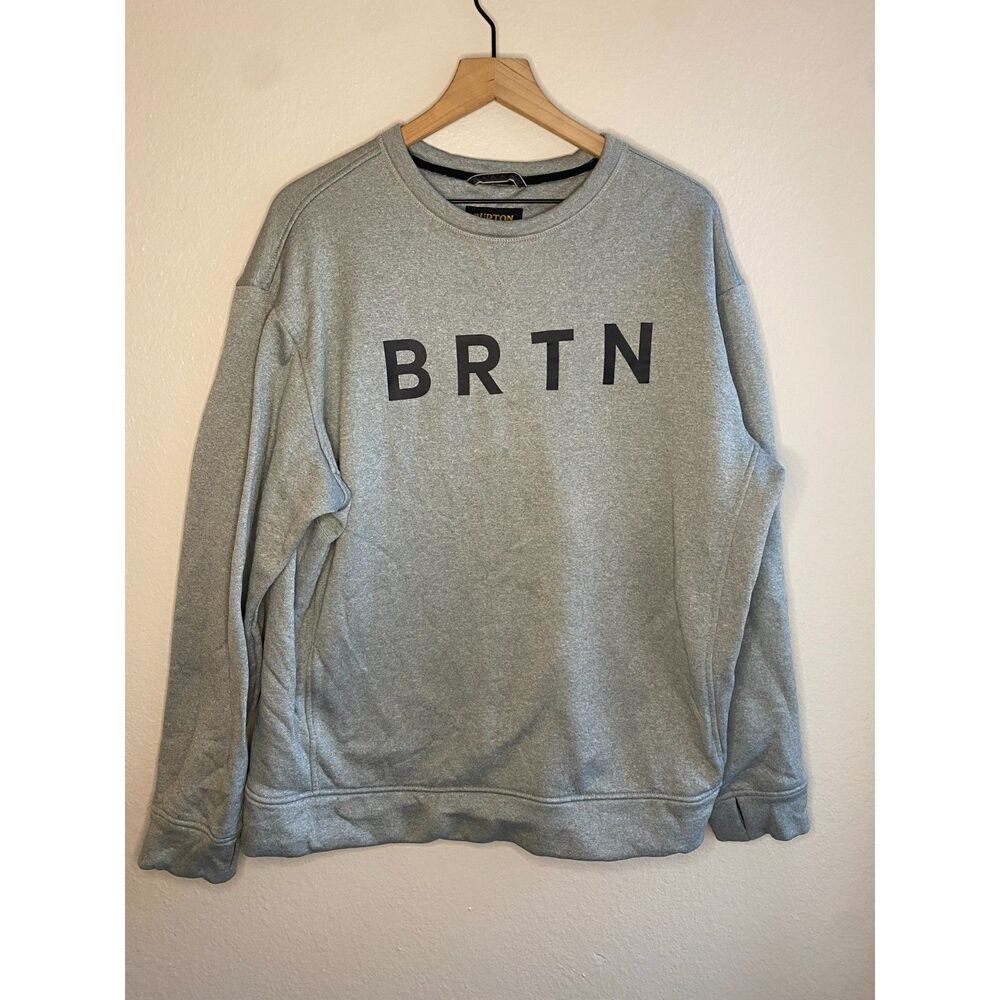 Burton BRTN Crewneck Sweatshirt Grey Fleece Pullover Men's Size L Durable Goods